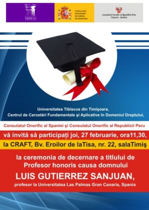 CEREMONIE DE DECERNARE A TITLULUI DE PROFESOR HONORIS CAUSA