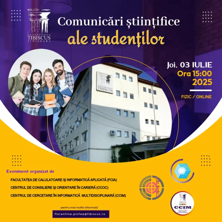 Sesiunea de comunicări științifice a studenților (SCSS – Tibiscus) 2025 Conferință despre tehnici și metode în psihologia sportului