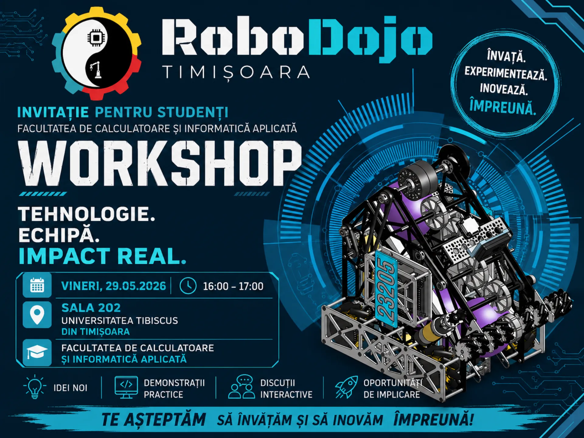 Workshop RoboDojo Timișoara pentru studenți pasionați de robotică
